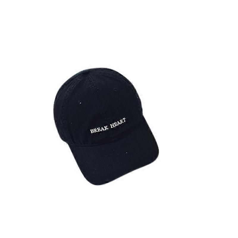 Letter Baseball Hat, Casual Versatile Soft Top CapBlack