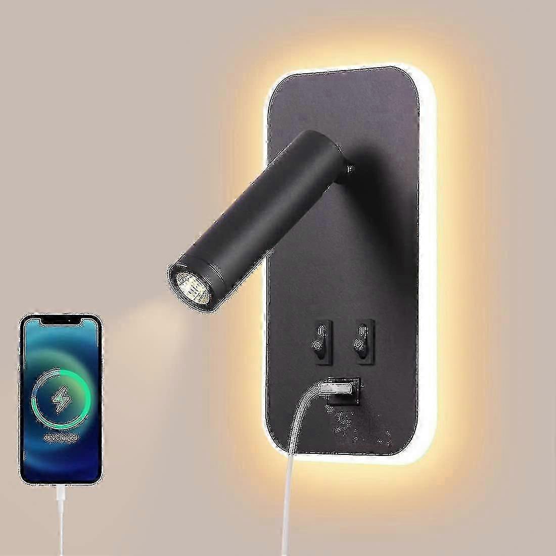 Adjustable LED Bedside Reading Light with USB Charger