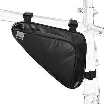 Bicycle Top Tube Triangle Bag, Waterproof 600D Polyester Wax Fabric, 1.5L Capacity, Reflective, EVA Foam Lined, Fits Most Mountain Road Commuter Bikes