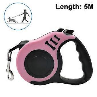 Retractable Dog Leash for Walking Leash with Anti Slip Handle, Pause and Lock Strong Nylon Tape, Store Dog Leash Retractable-Pink