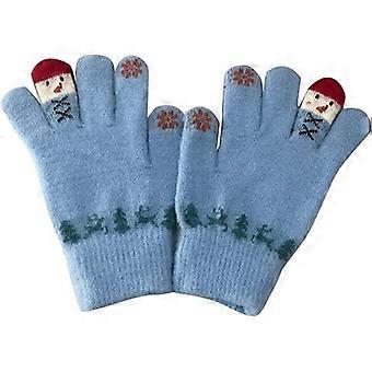 Women's Christmas Wool Knitted Gloves Christmas Tree Snowman Pattern Gloves Winter Full Finger Gloves