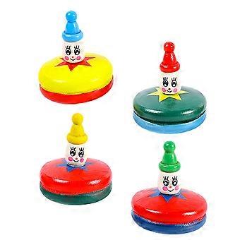4 stks Cartoon Hout Gyroscopen Kinderen Speelgoed Handleiding Spinners Gyroscopen Speelgoed Kinderen Speelgoed
