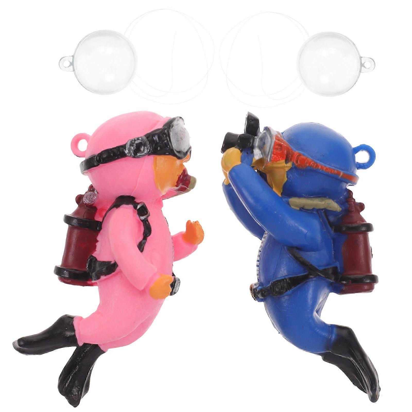 Fish Tank Decorations Floating Aquarium Divers for 2Pcs Assorted