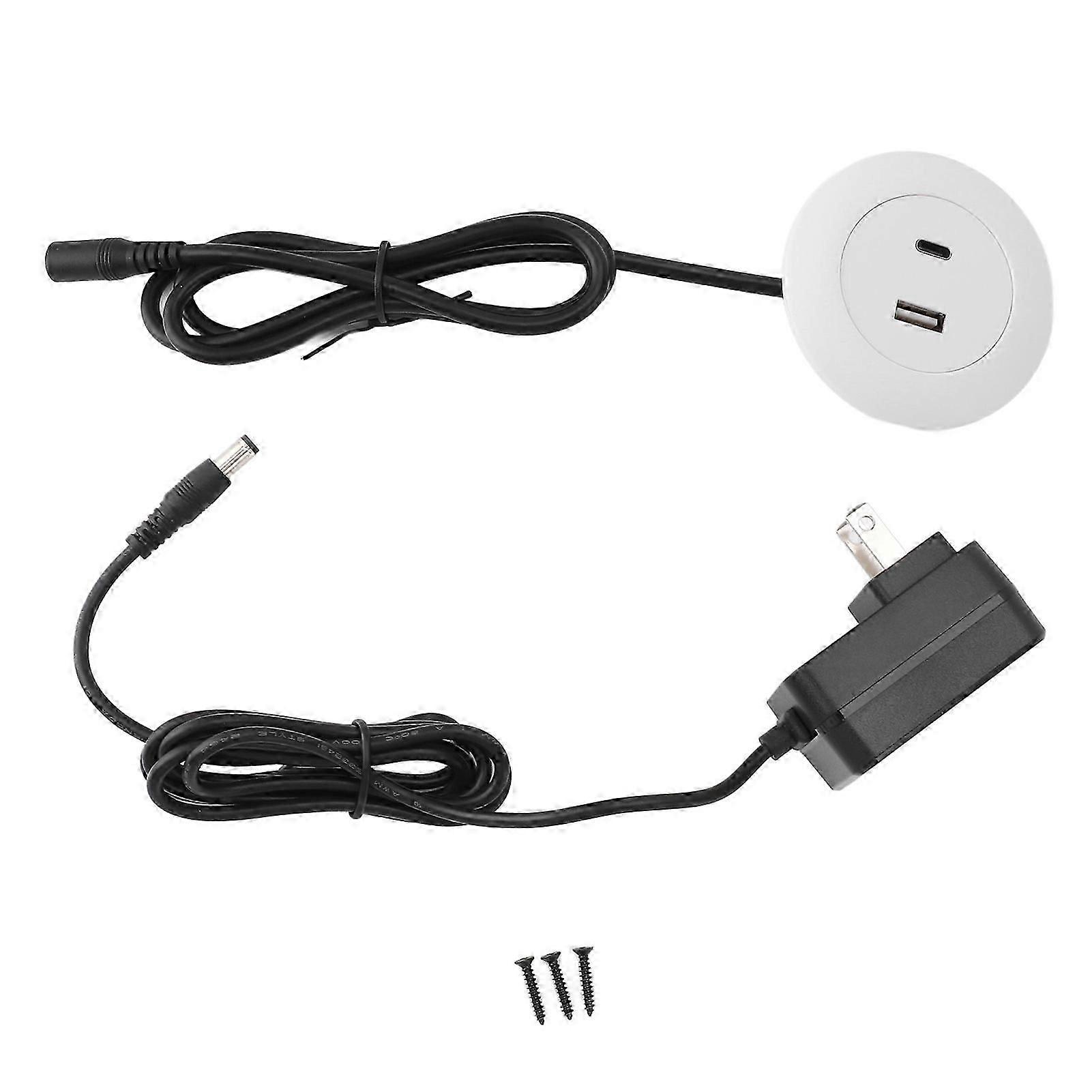 Embedded Power Socket Desktop USB Charging Hub USB A and C Port for Sofa Table Bedside