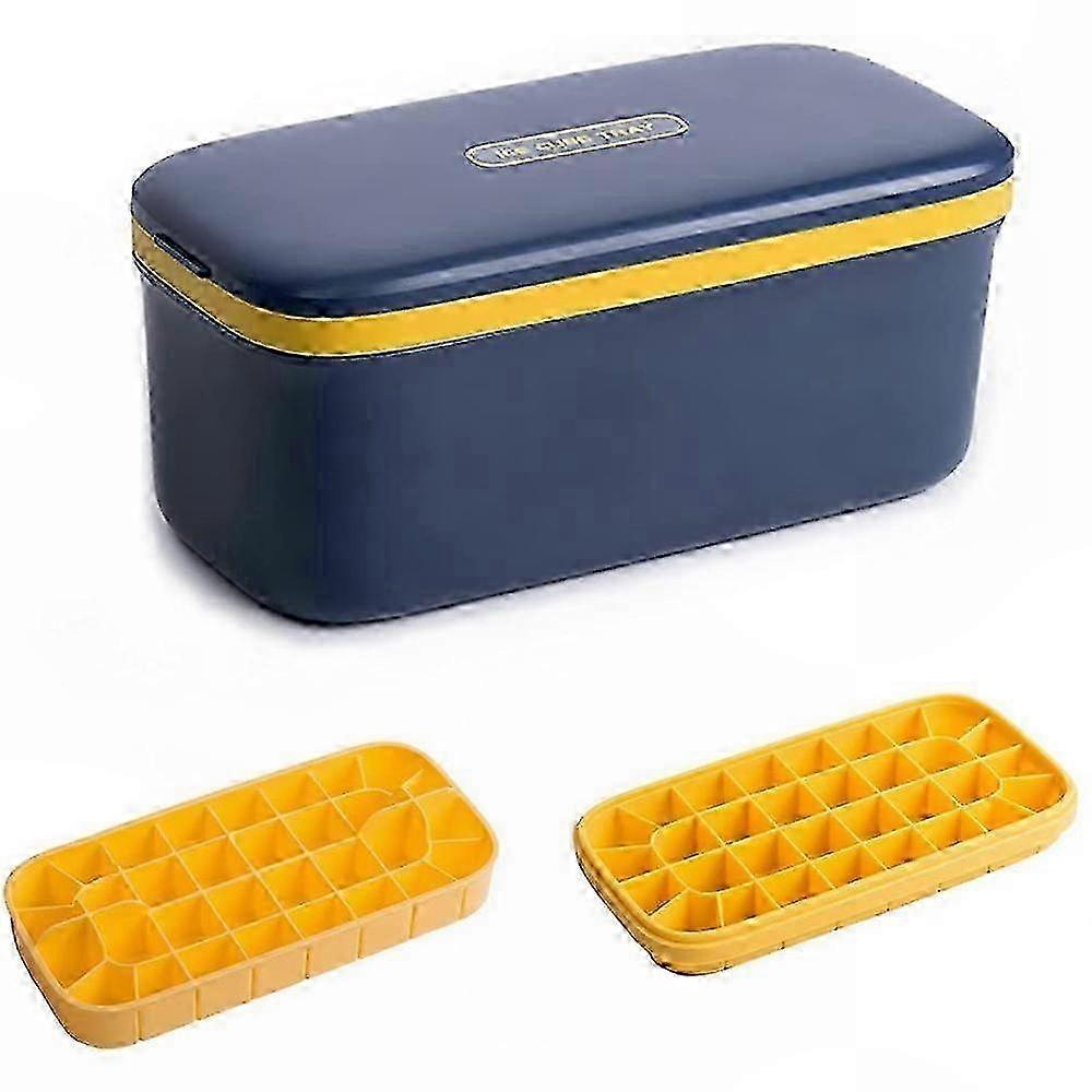 Double-Layer Silicone Ice Cube Tray with Lid, 64 Compartments