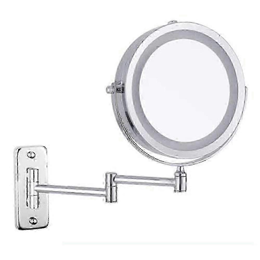 Wall mounted makeup mirror, 10x magnification double-sided LED lighting mirror