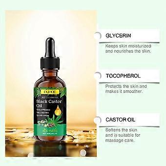 Aceite de ricino negro prensado en frío, sérum para el crecimiento del cabello, aceite facial aclarante de líneas finas para masaje hidratante y cuidado del cuero cabelludo.