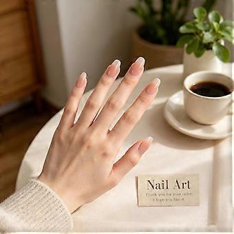 30Pcs White Edge Nail Wear White Edge Blush Press Elegant Fake Nail Tips Skin Brightening Artificial Nails For Diy Nail Art