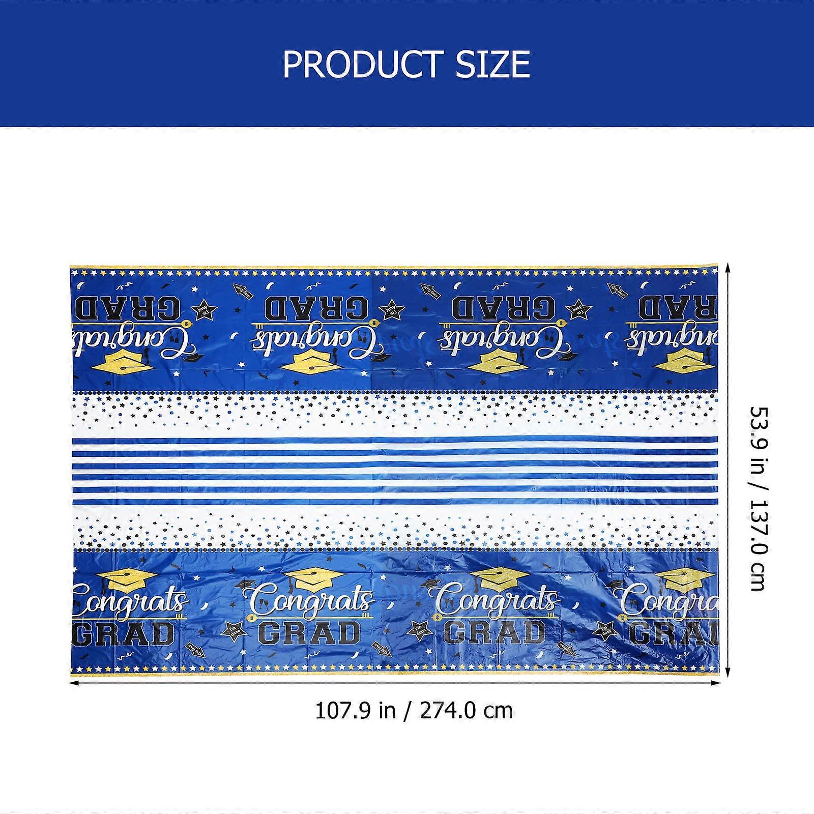 Graduation Table Cover Rectangle Tablecloth for Dinner Use Blue Pe