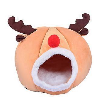 Christmas Cat House Pet Bed with Reindeer Design for Pets