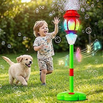 2-in-1 Automatic Bubble Machine with Lights & Music, Adjustable Height, Cordless Portable for Parties & Outdoor Fun