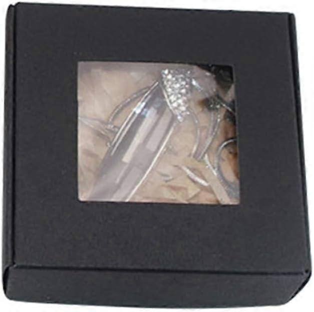 20Pcs Square Paper Boxes with Clear Window for Soap Packaging Black 6.5x6.5x3cm