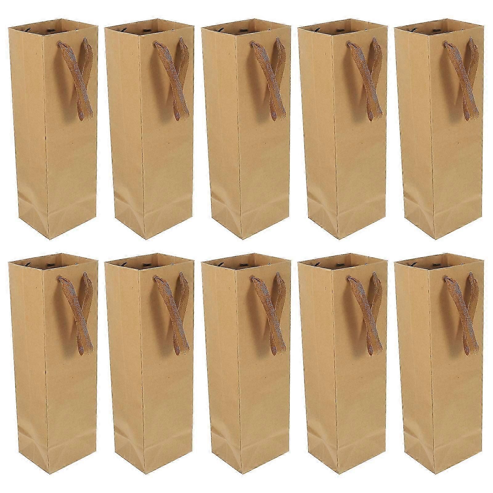 Rectangular Storage Bag 10 Pack 13.84.33.5in Brown Wine Gift Bag