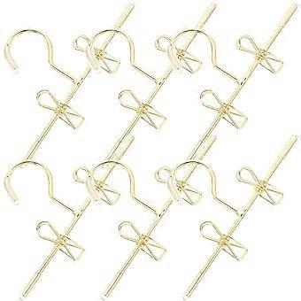 Cabides dourados em miniatura para roupas de bonecas, conjunto com 6 peças.