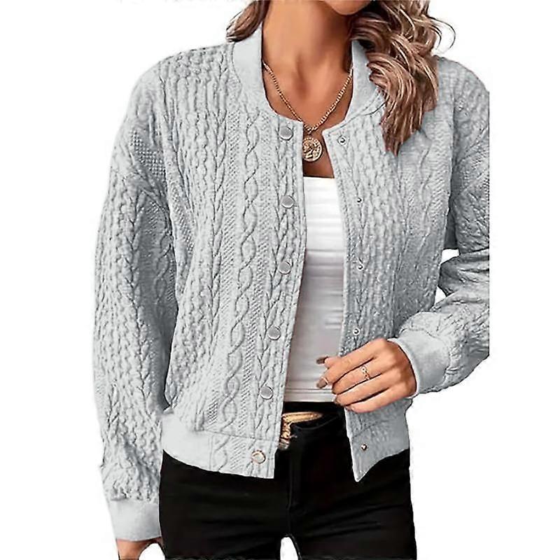 Women S Solid Color Long Sleeve Button Cardigan Jacket