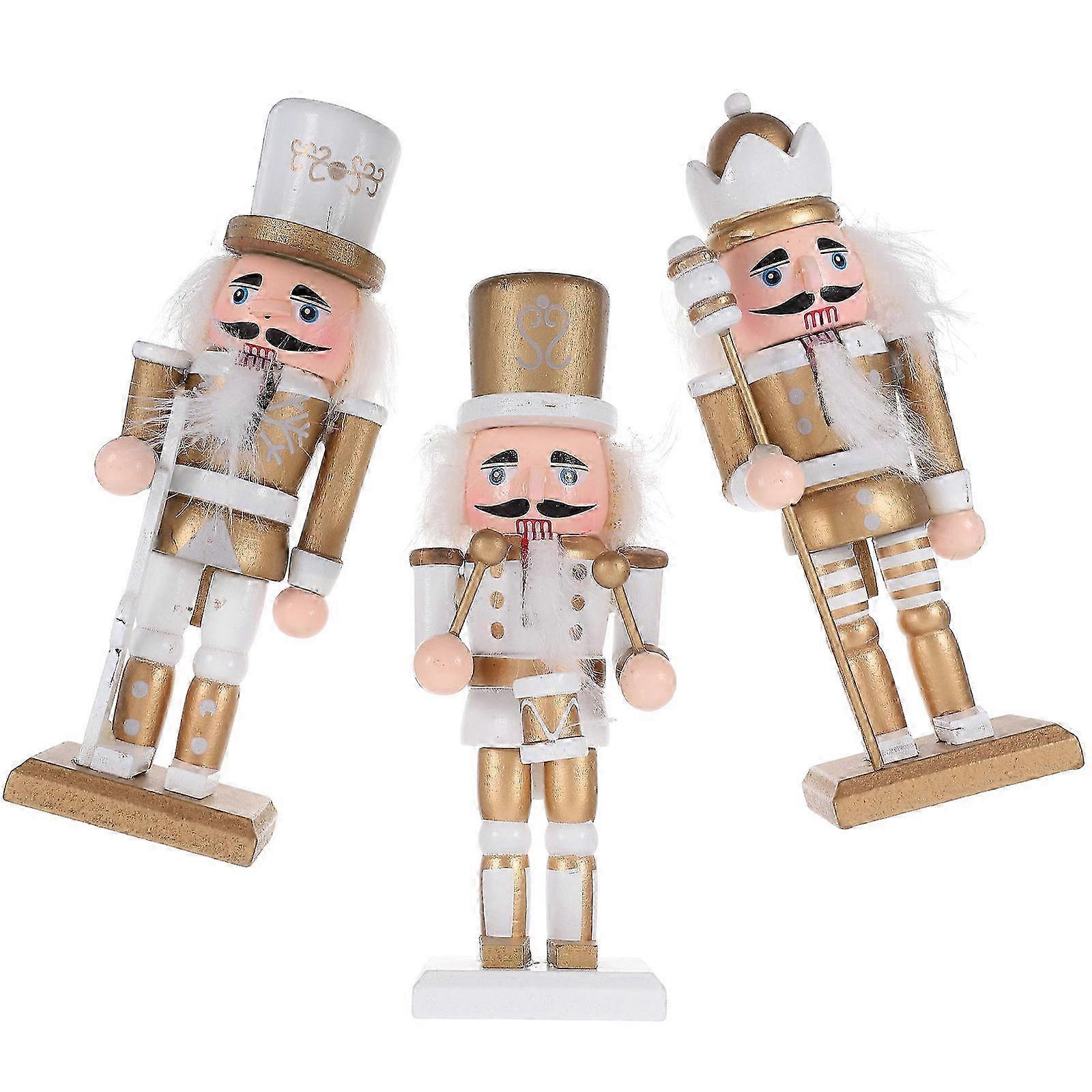 3Pcs Wooden Nutcracker Holiday Decor