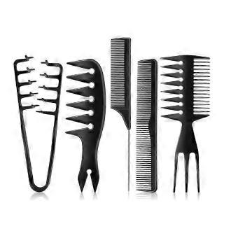 5-Piece Black Barber Comb Set