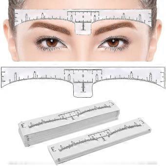 100pcs Ruler Brow Ruler Sticker Stencil Guide Measuring Tool For Makeup-brnv