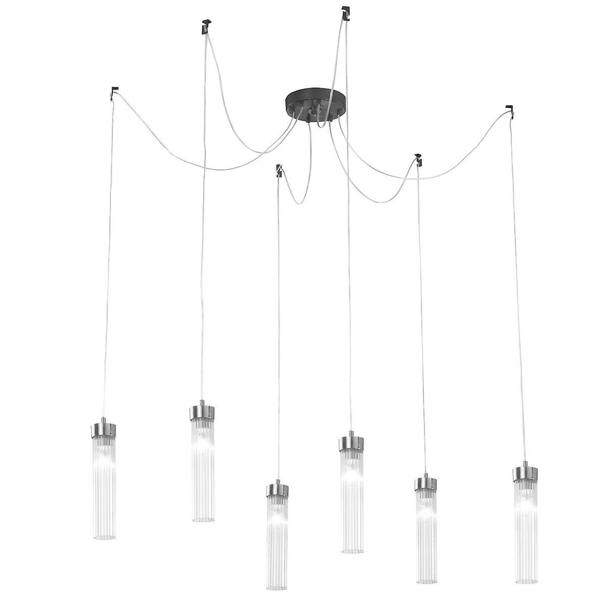 Raggio Cluster Pendant Ceiling Light 6 Light Brunito Brushed