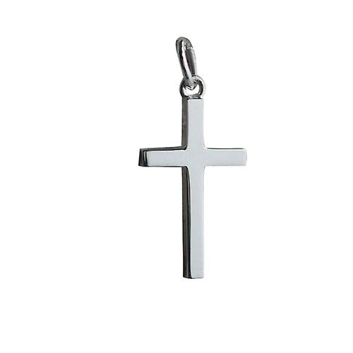 Silver 20x12mm plain solid block Cross