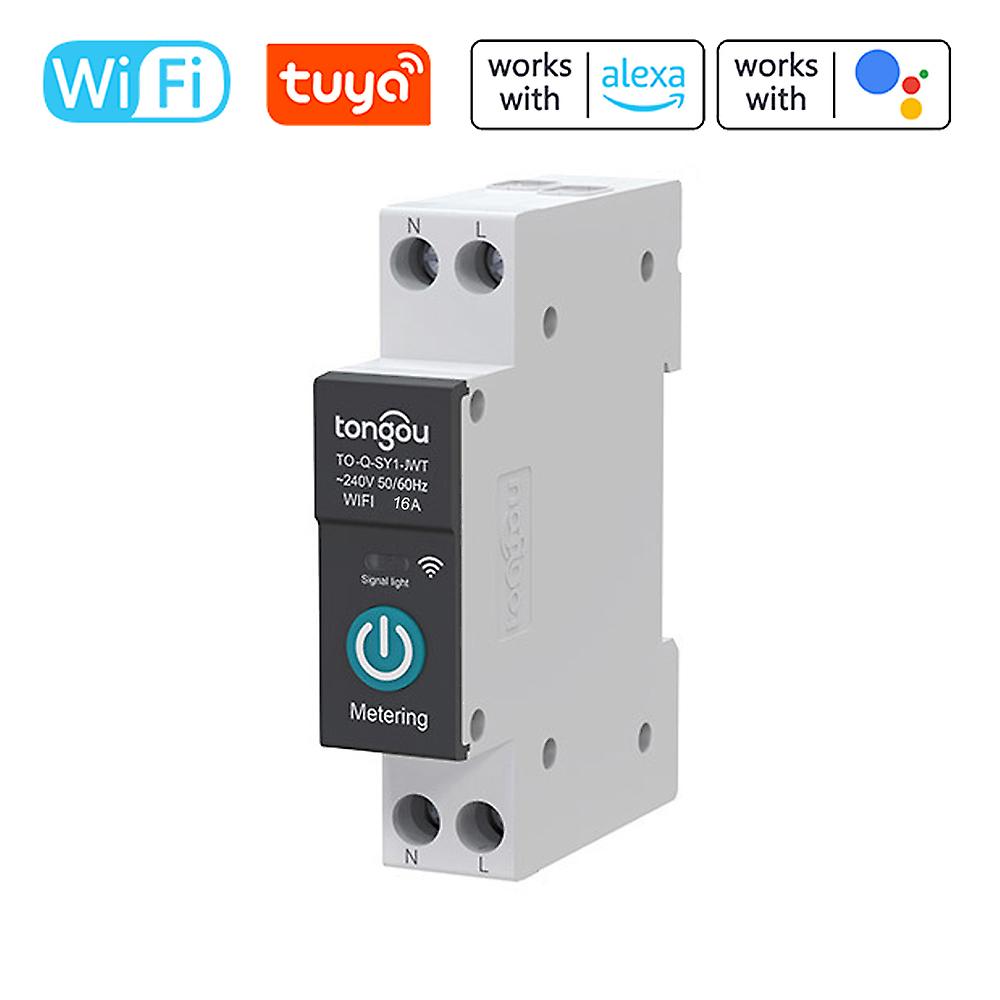 Tuya With Metering Wifi Smart Circuit Breaker1p10/16/25/32/40/63a Rail For Smart Home Wireless Remote Control Switch