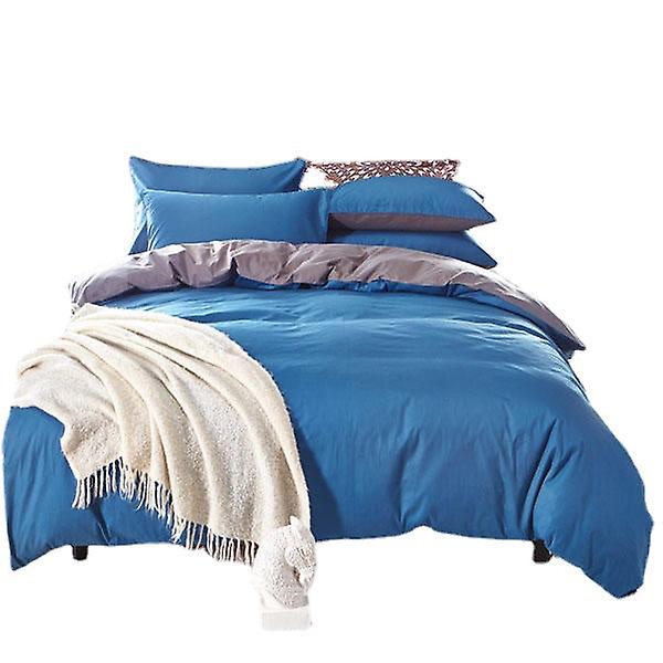 Pure Cotton Sapphire Blue & Grey Bedding Sets - 3 Or 4 Pieces Assorted