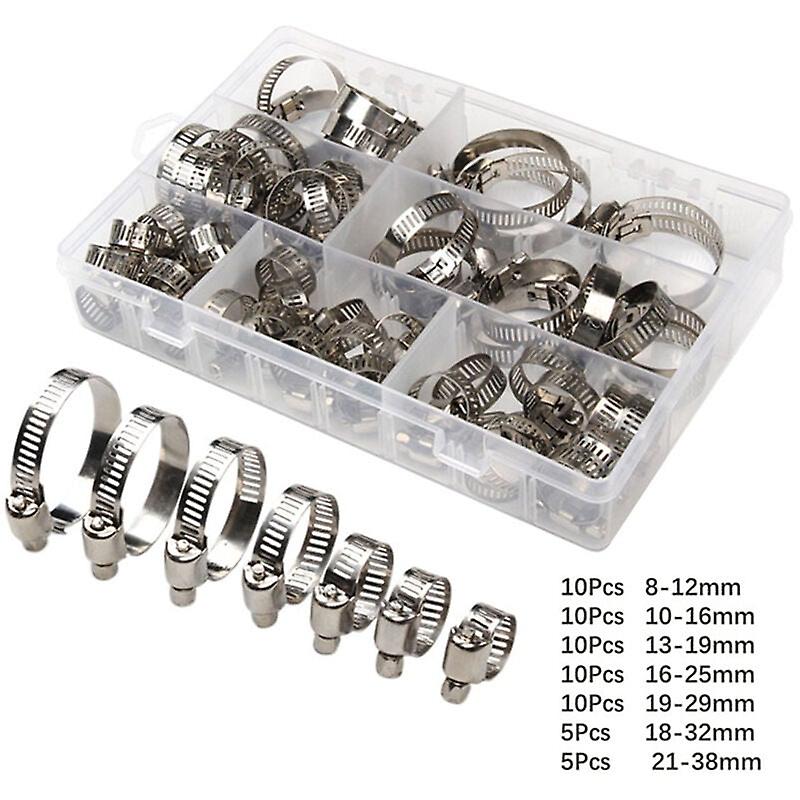60pcs Adjustable Stainless Steel Hose Clamp American Type Hose Clamp