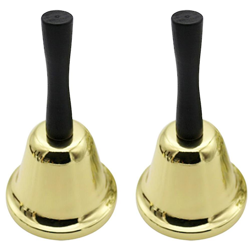 2pcs Retro Hand Bells Table Bells Portable Serving Bells Calling Bells (golden)
