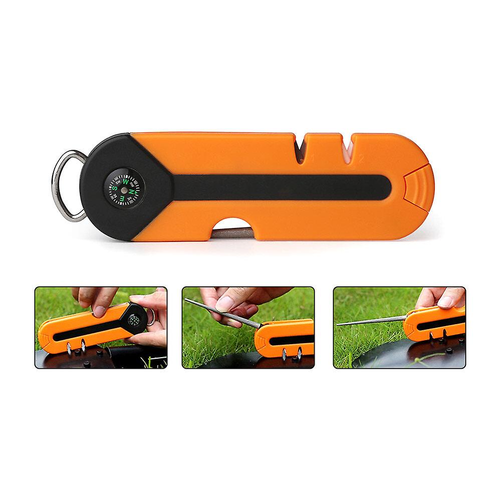 Portable Multi-function Kitchen Compass Whistle Sharpener With Diamond Tapered Sharpening Stone Tools