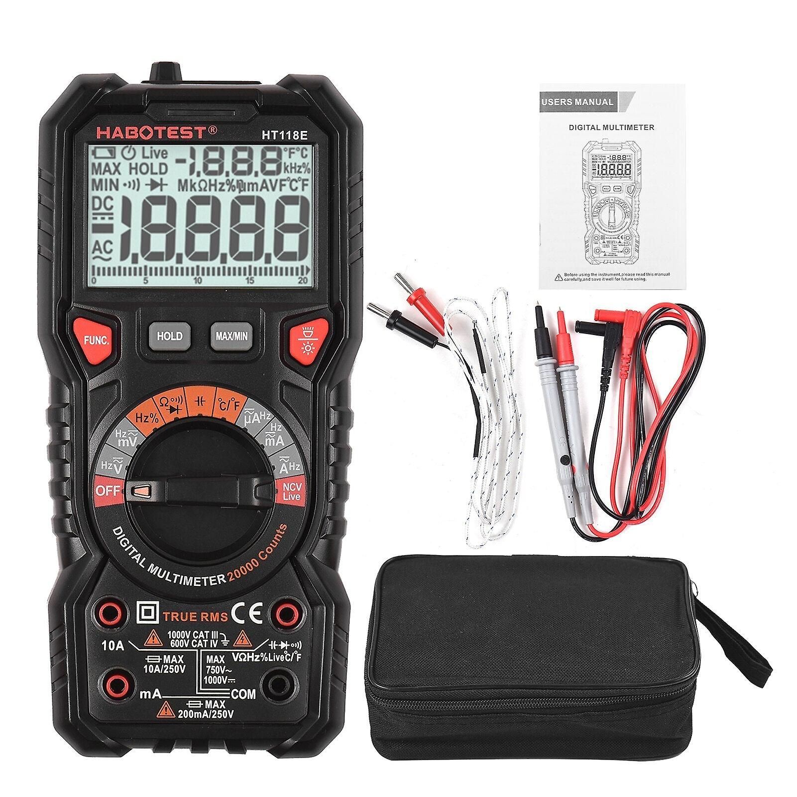 Digital Multimeter Auto Range Multimeter 20,000 Counts True Rms Measuring Ac/dc Voltage Current Mesaurement