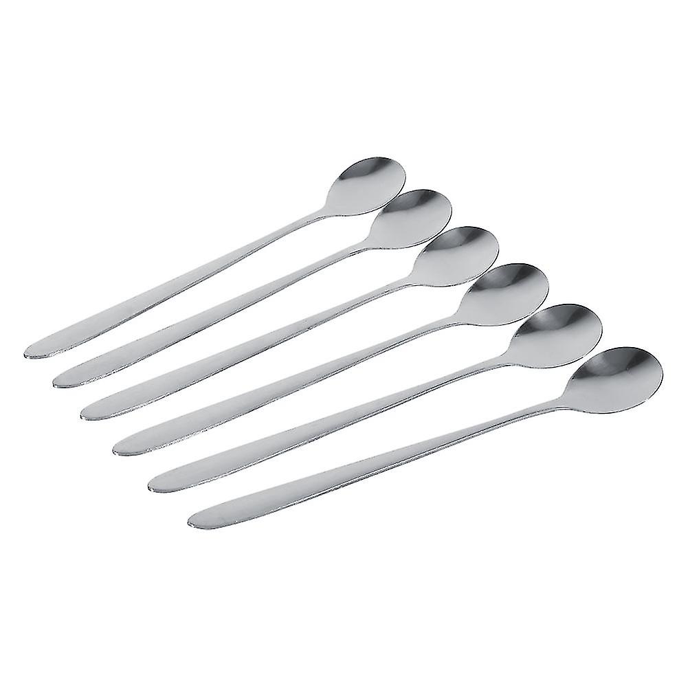 6Pcs Stainless Steel Long Handle Teaspoons for Latte Ice Cream Sundae Coffee Soup, Stylish and Durable Design