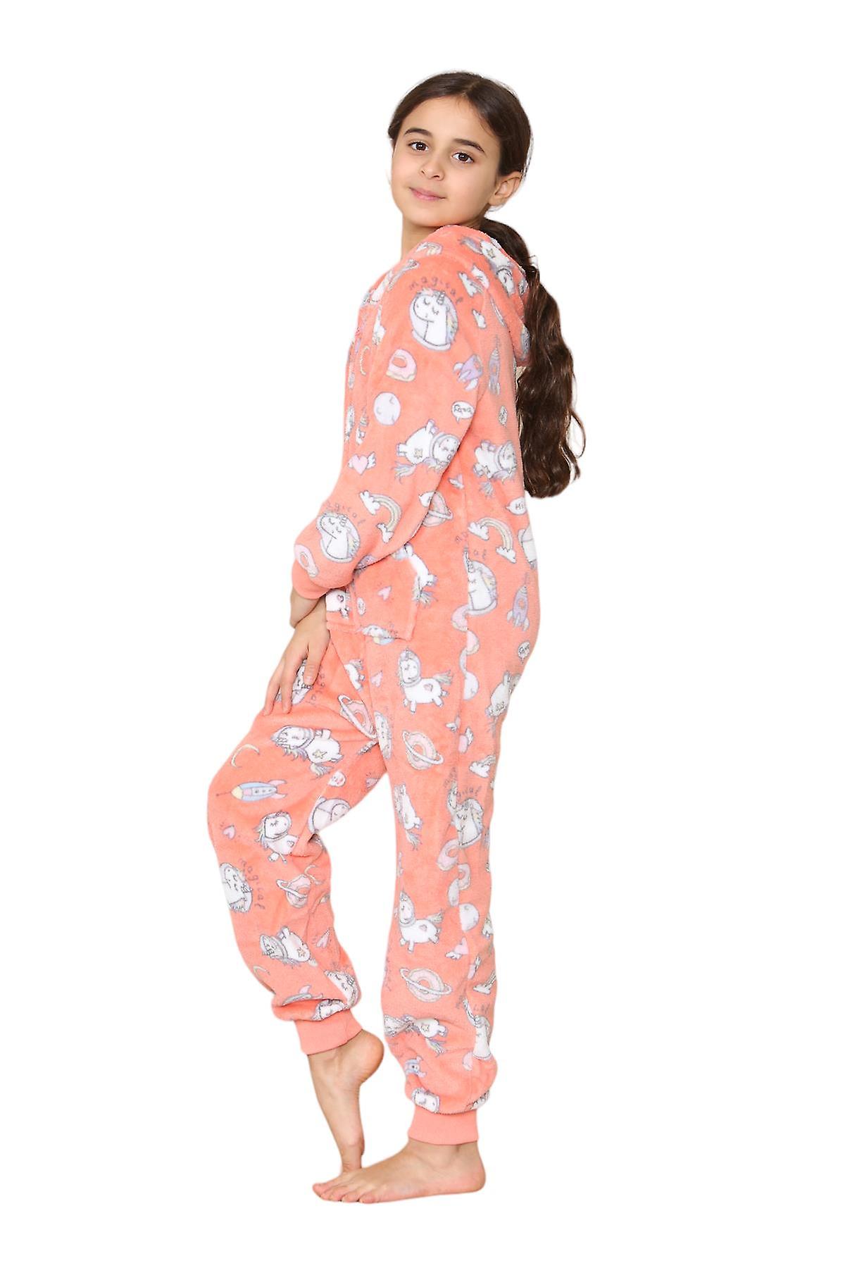 A2Z 4 Kids Katoen Onesie For Kinderen Onesie Pyjama Lounge - Cotton Onesie 154 Baby Pink._11-12