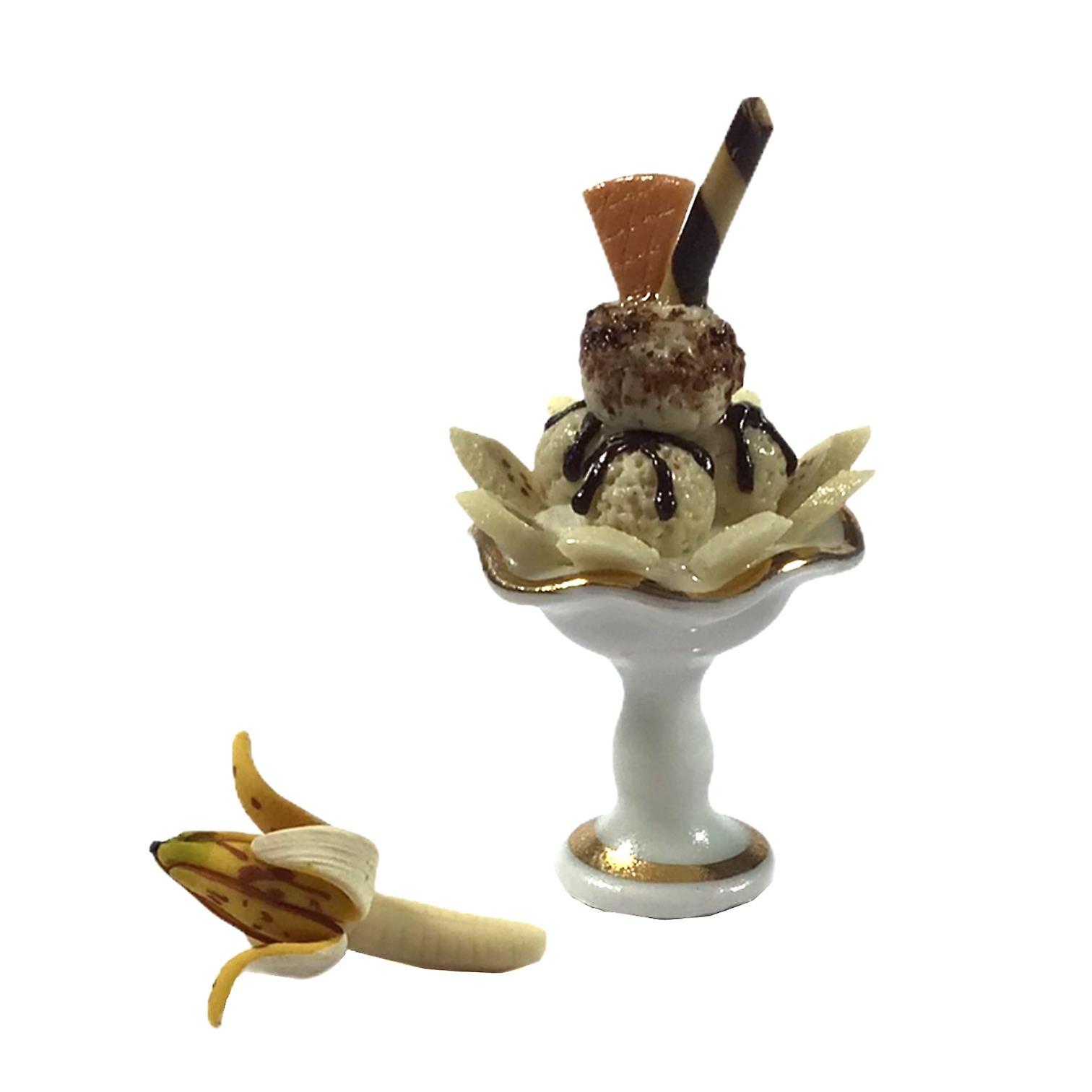 Dolls House Ice Cream Sundae With Banana Reutter Miniature Cafe Dining Accessory