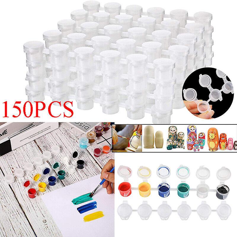 150PCS Mini Empty Paint Pots With Snap Close Lids Strips Storage Containers 3ml