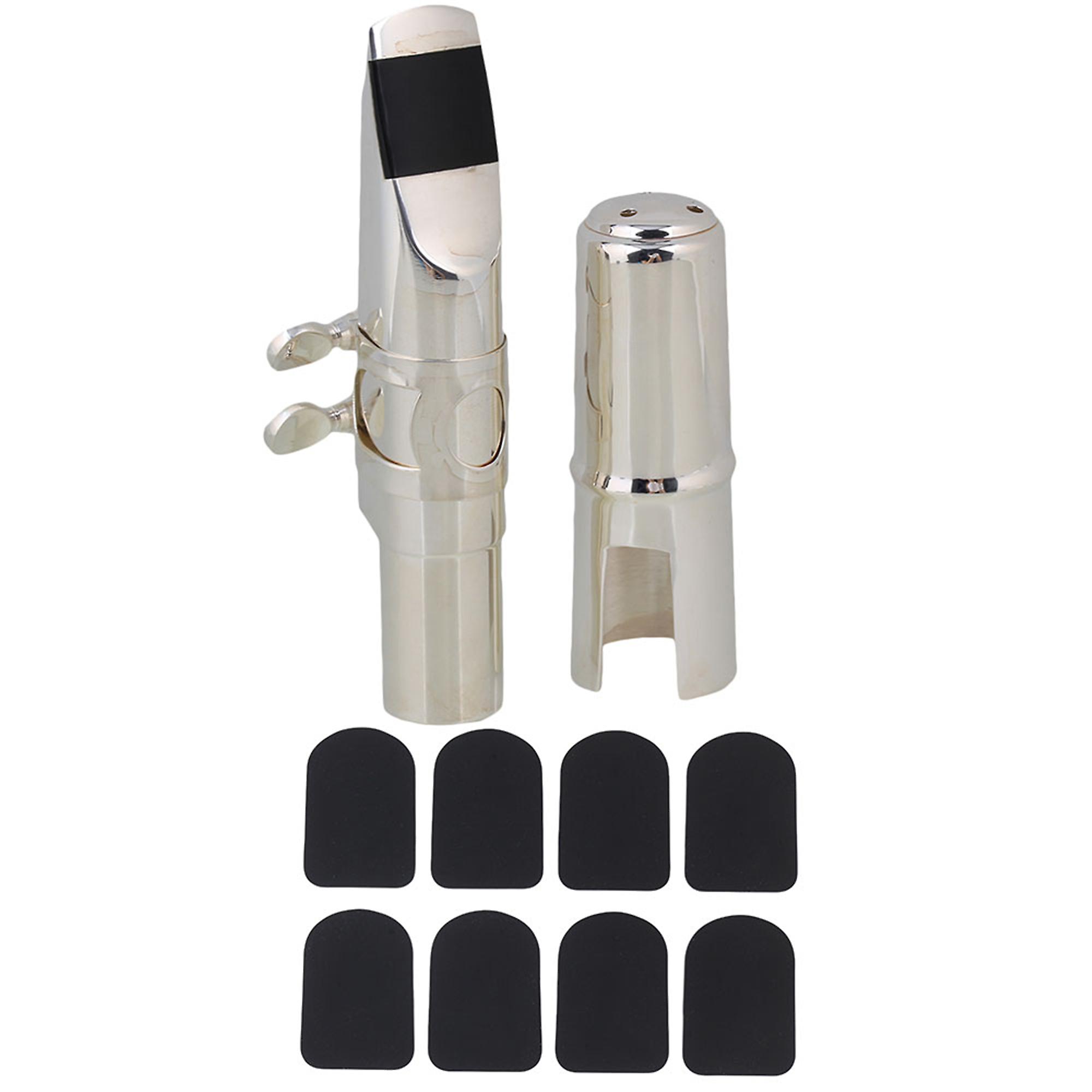 Silver B-flat Tenor Sax Mouthpiece 7C Buckle & 0.8mm Trapezoid Patches