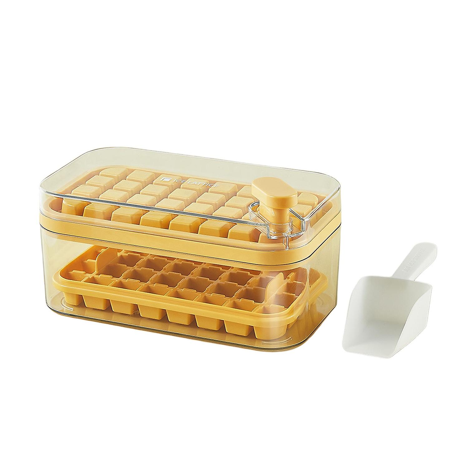 1 Set Ice Cube Tray Single/Double Layer Multiple Grids Press Button Design Silicone Ice Mold Tray St
