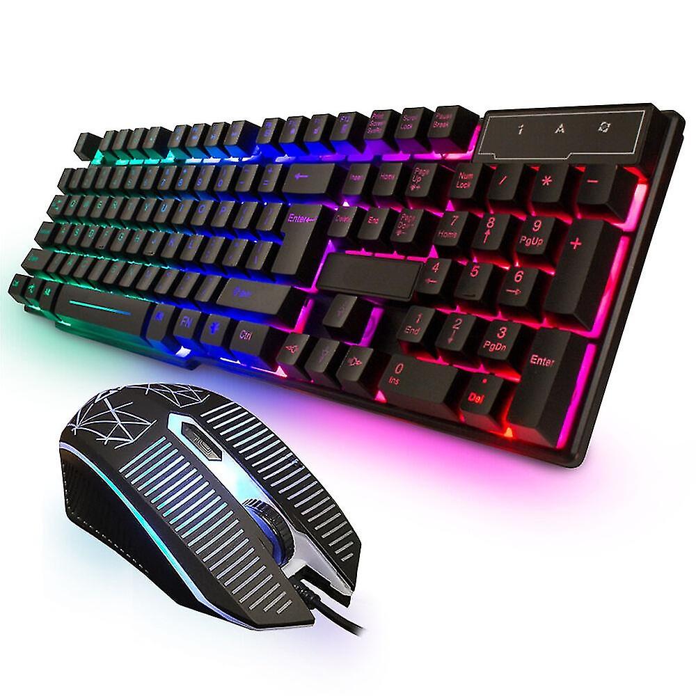 Gaming Keyboard And Mouse Set Rainbow Led Illuminated Usb For Pc Laptop Ps4 Xbox