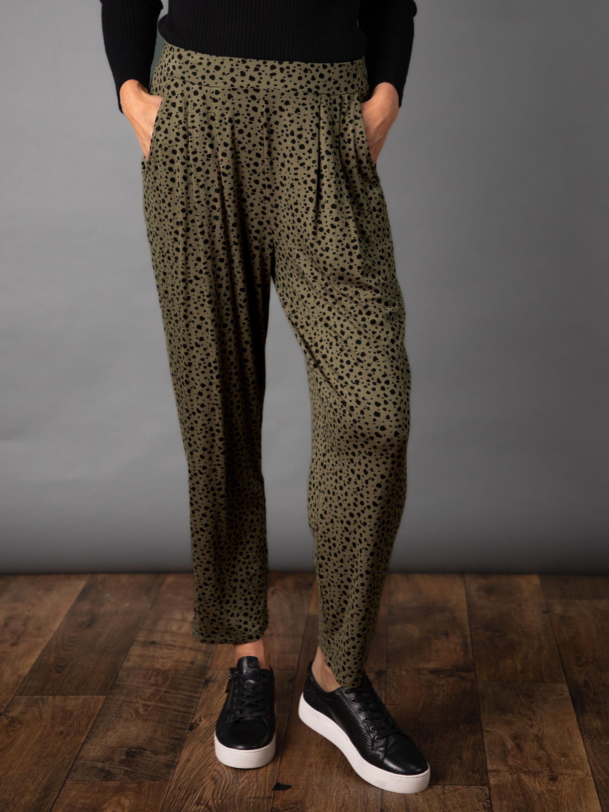 Prue Leopard Spot Trousers in Khaki