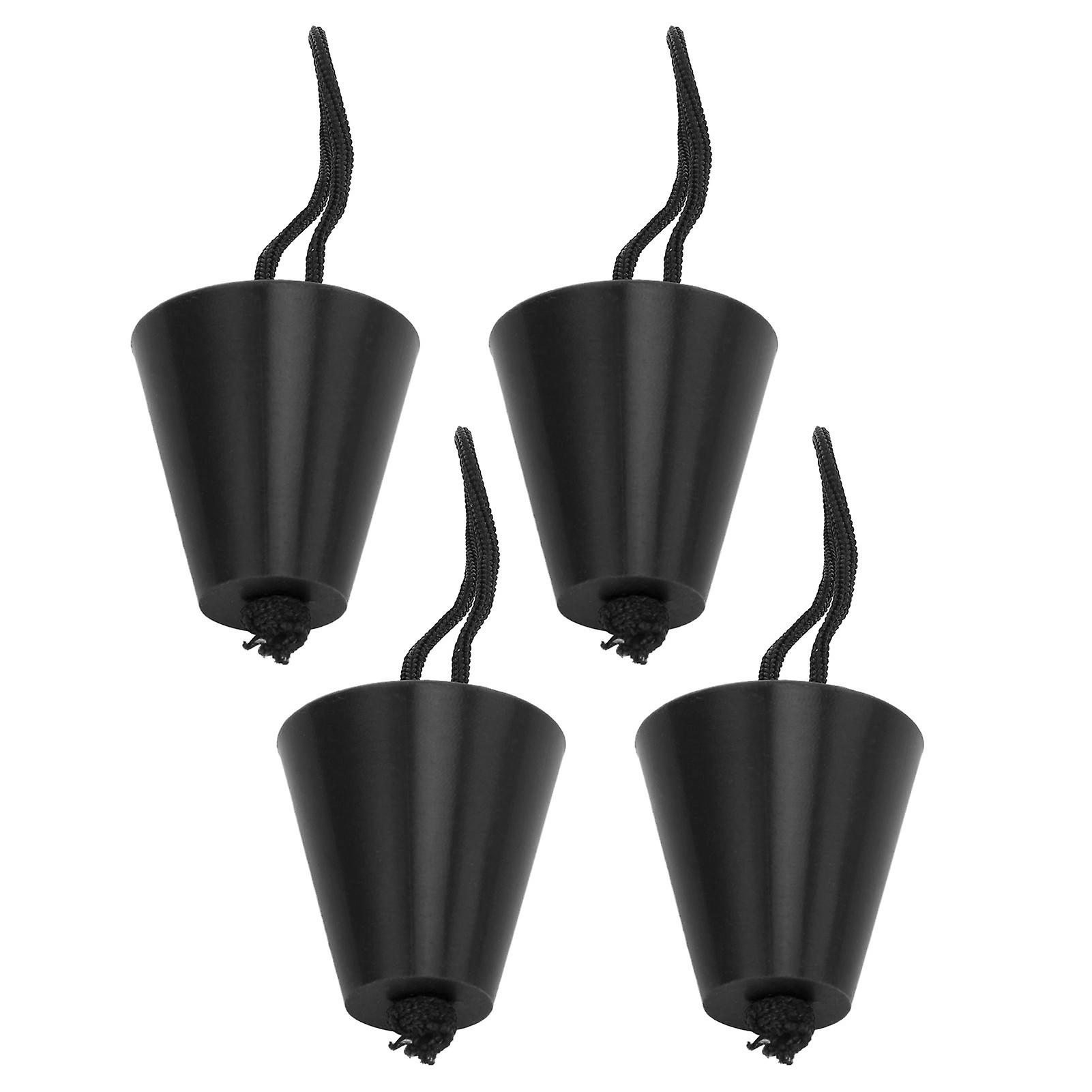 4pcs Scupper Plug Kit with Lanyard Flexible Silicone Drain Holes Stopper Bung Universal for Kayaks CanoesBlack