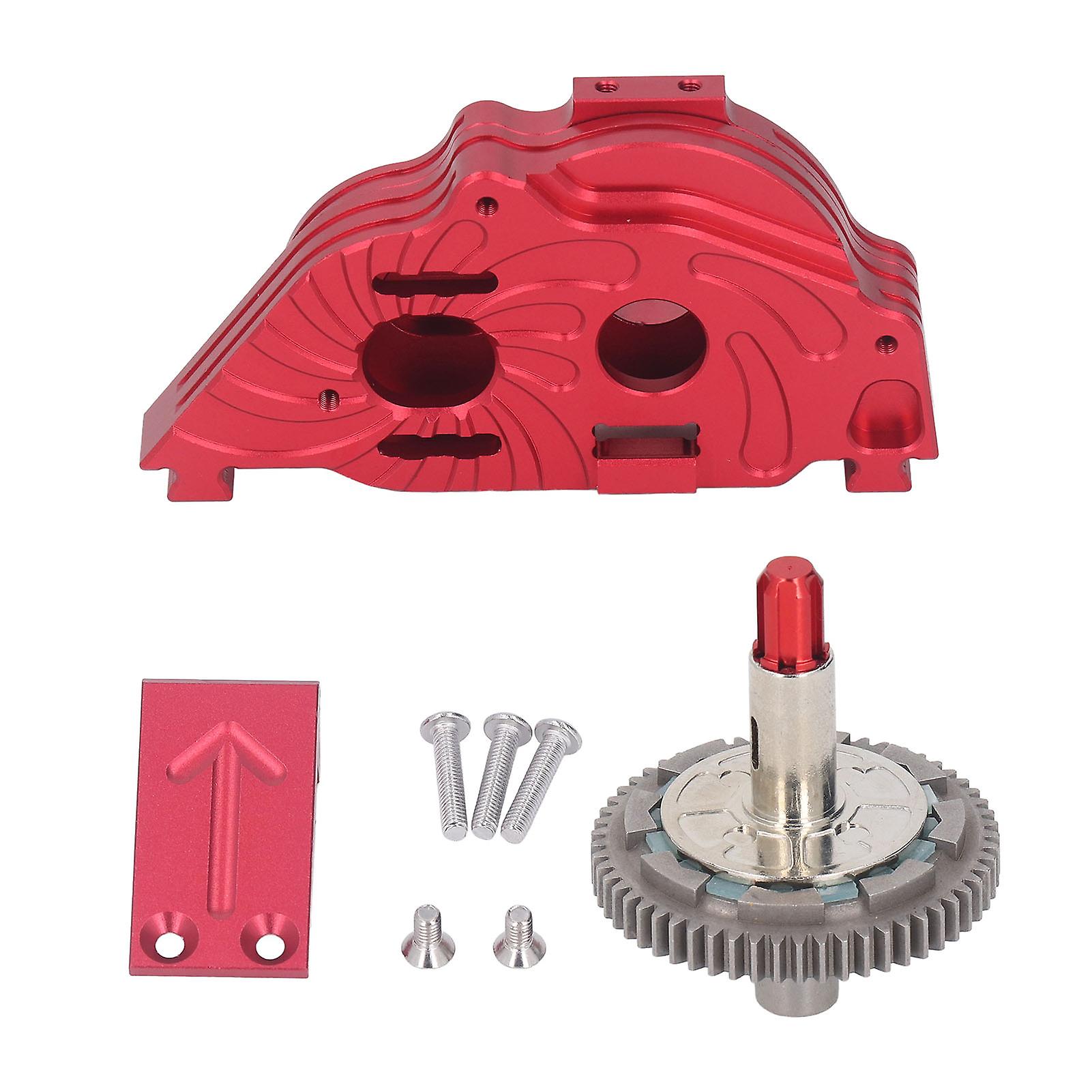 Qukaim RC Parts Aluminum Alloy Gearbox Housing Set with 57T Gear for ARRMA VORTEKS Big Rock 1/10 Car, Red