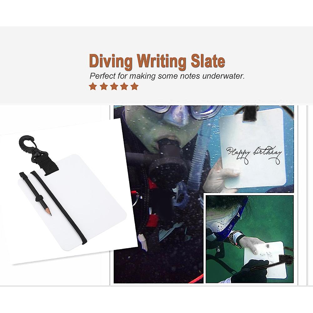 Writing Slatewith Pencil Board with Swivel Clip and Pencil for Water Sports Diving Swimming