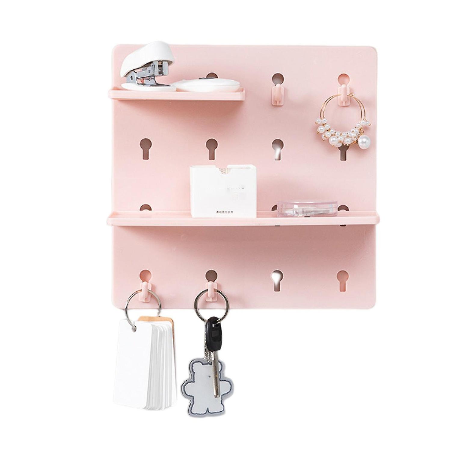 1 Set Wall Storage Shelf Good Load-bearing Smooth Edge Self Adhesive Punch Free Multifunctional Save