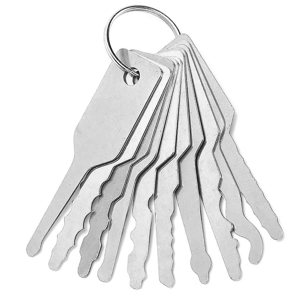 10 in 1 Keychain Door Opener Mini Pocket Tool Stainless Steel Key Shape Multi Function Repair Tool Compact Durable