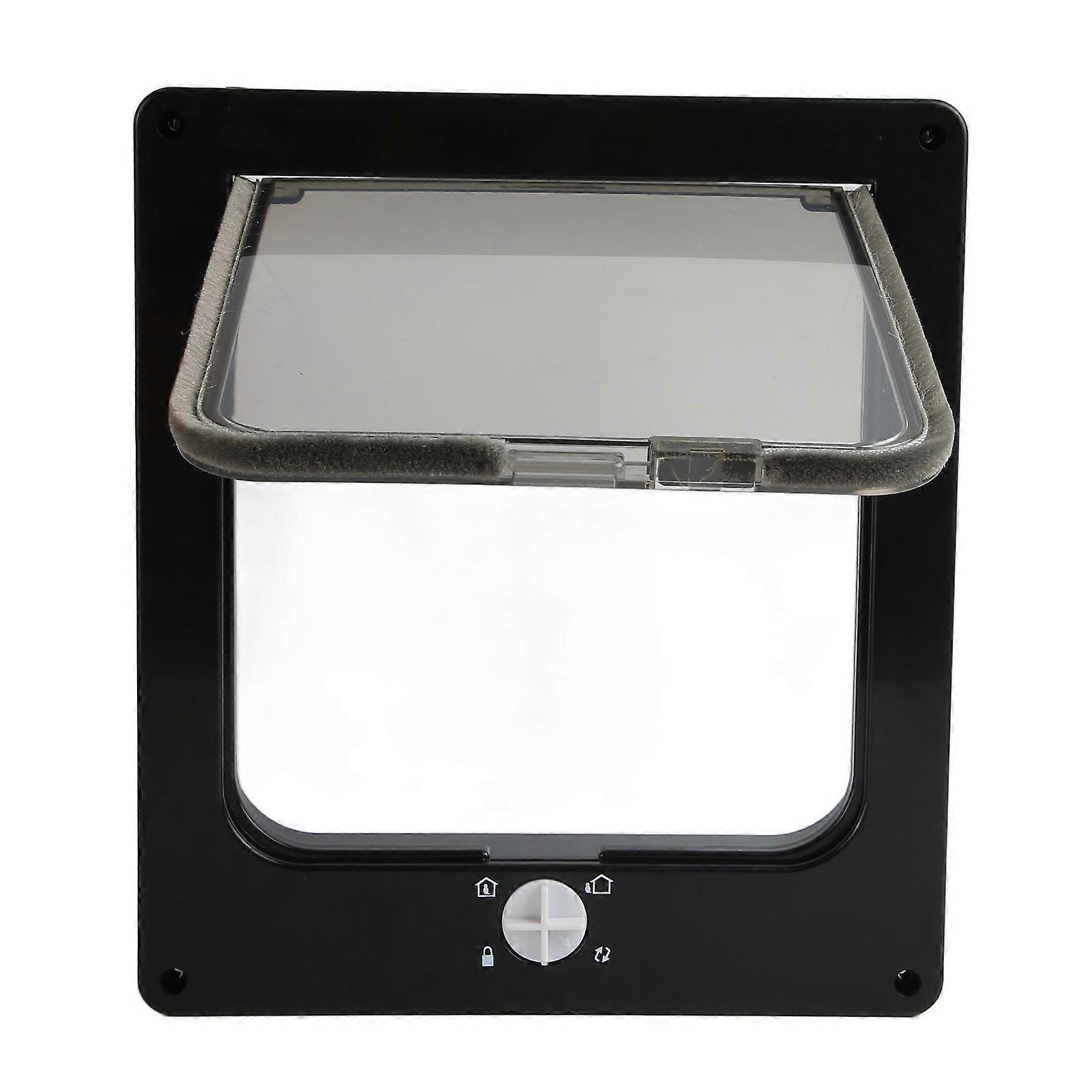 Pet Door Wearproof Automatic Window Closure Function Cat Interior Door for All Standard Interior Doors Black L