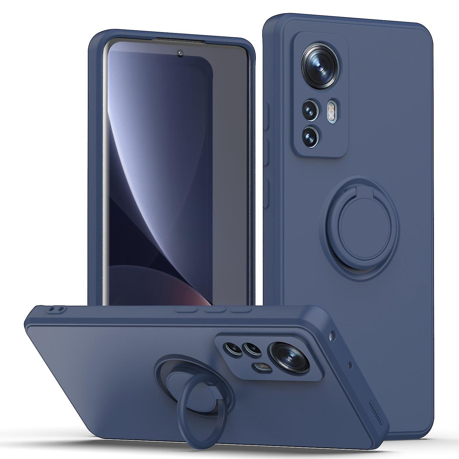 For Xiaomi 12 5G/12X 5G/12S 5G Protective Case Scratch Resistant TPU Cover Rubberized Phone Shell with Ring Kickstand