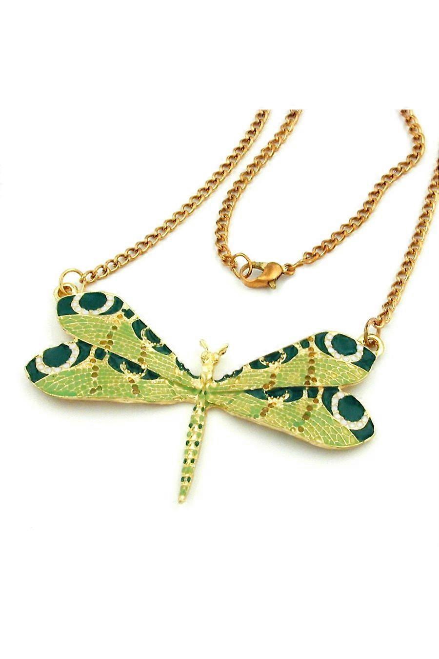Necklace Dragonfly Green Gold Coloured - Gl01185