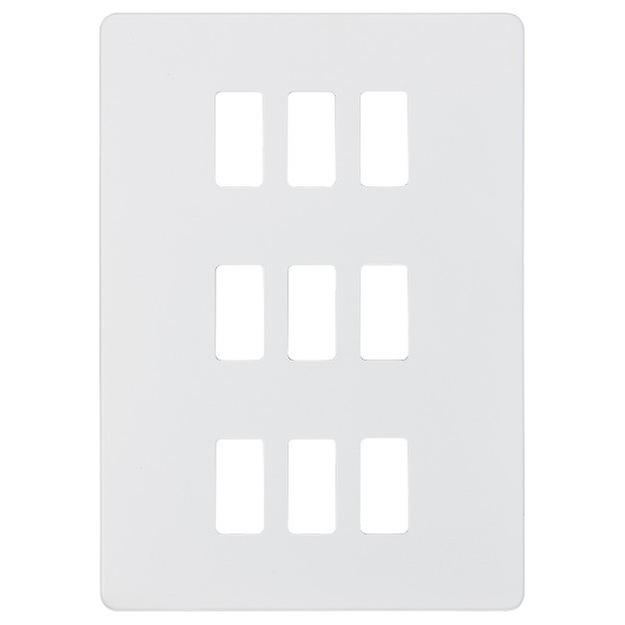 Knightsbridge Screwless 9G grid faceplate - matt white - GDSF009MW