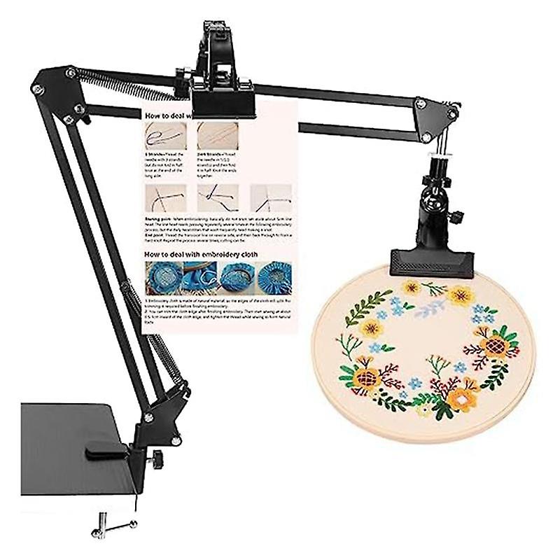 Embroidery Hoop Holder, Adjustable Embroidery Hoop Holder with Instruction Holder, Stitchand Embroidery Projects