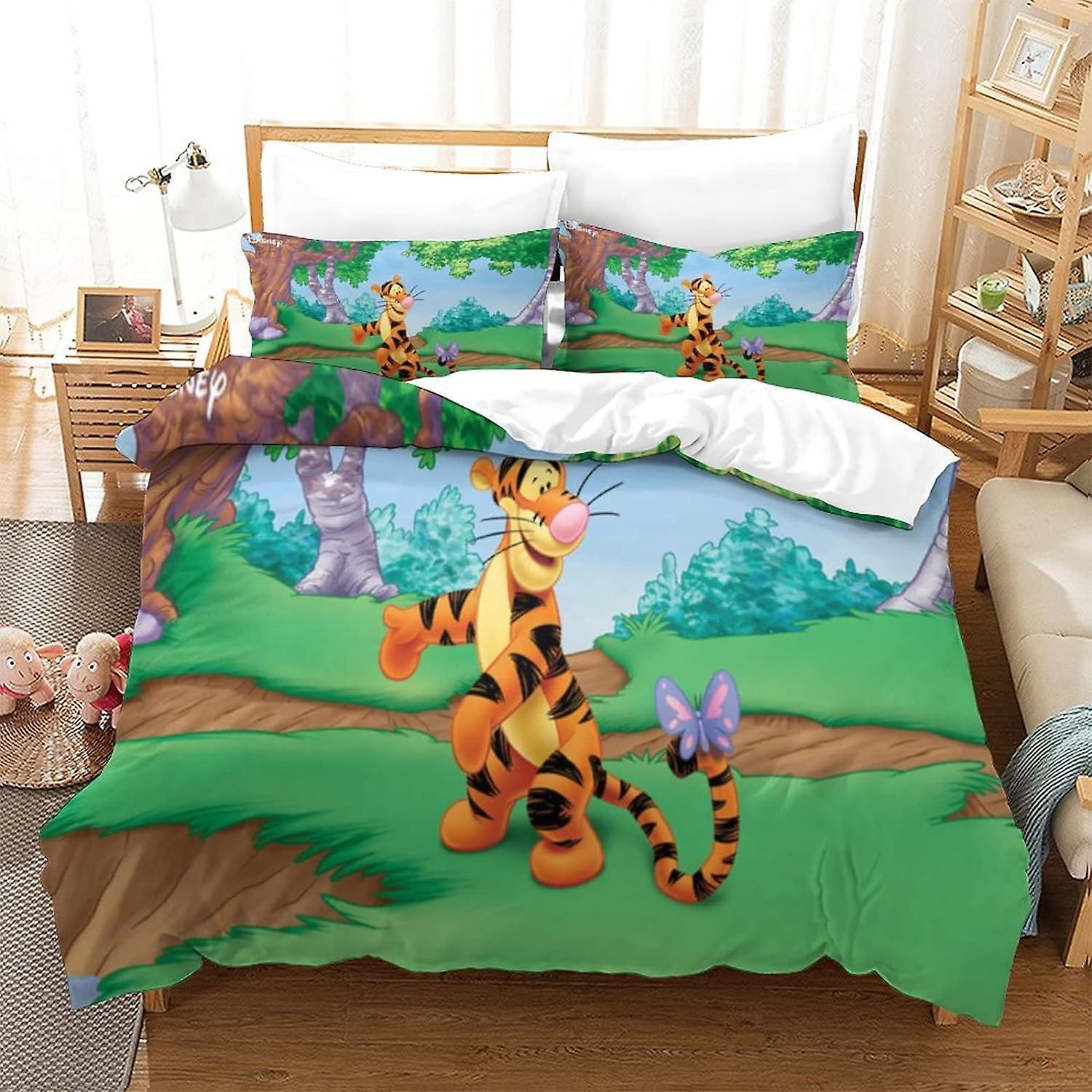 Nalle Puh 3D-tryck Påslakan Sängkläder Täcke Sängöverdrag med dragkedja 3-delat set Mjuk Lättskött För Unga Och Barn Vuxna