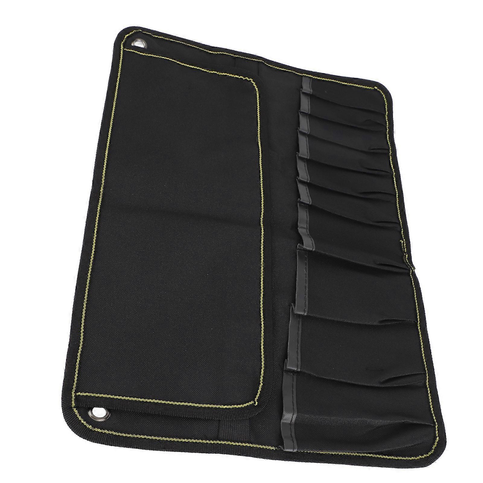 Motorcycle Roll Tool Pouch Large Capacity Thick Portable Multi Pocket Hanging Tool Roll Up Bag Black